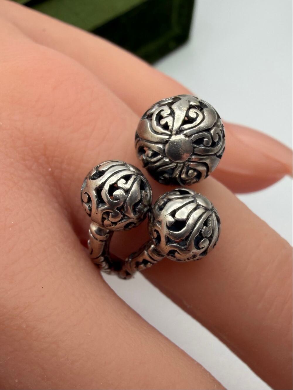 Lace Orbs Sterling Silver Ring